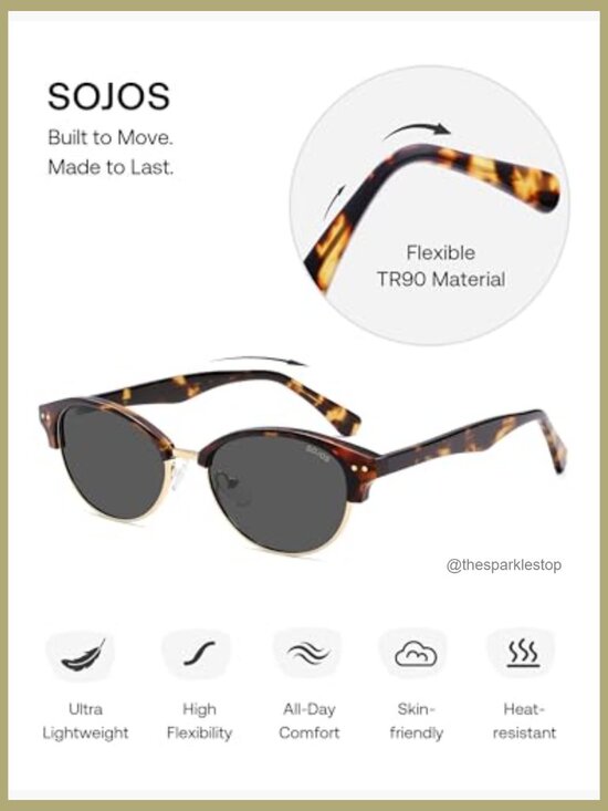 Polarized Oval Sunglasses with UV400 Protection, Plastic Frame